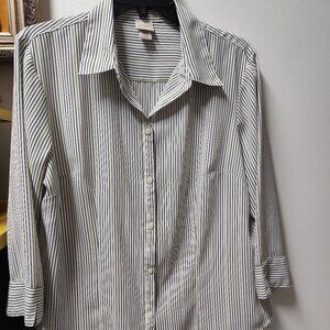 Covington Women’s Striped Button Down Blouse 3/4 Sleeve sz XL